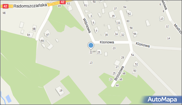 Przedbórz, Wiśniowa, 11, mapa Przedbórz