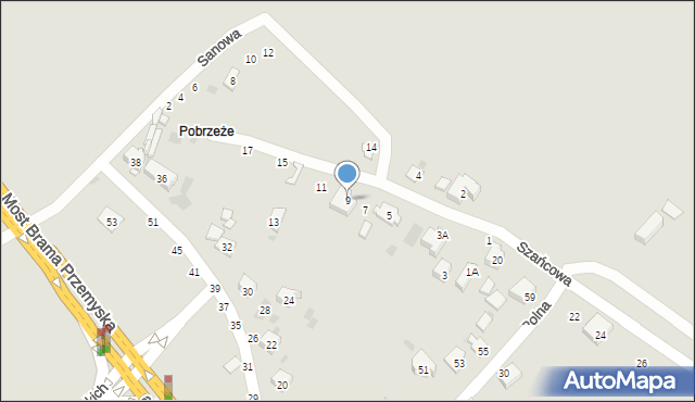 Przemyśl, Wiejska, 9, mapa Przemyśla