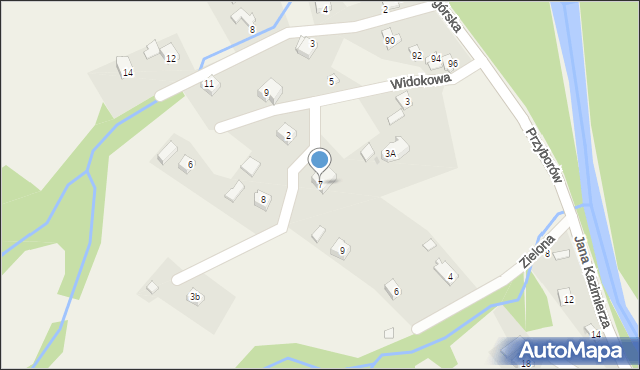 Przyborów, Widokowa, 7, mapa Przyborów