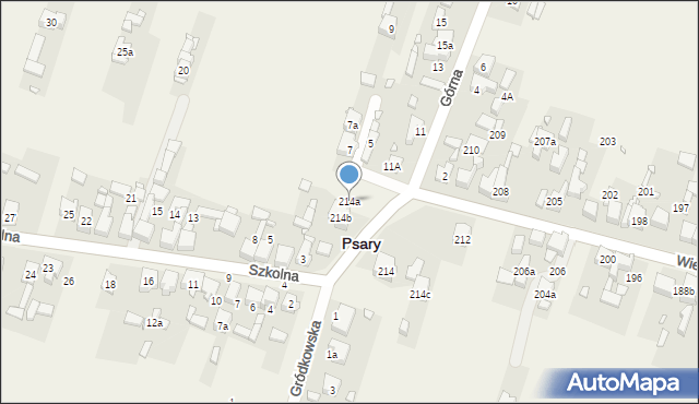 Psary, Wiejska, 214a, mapa Psary