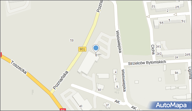 Pyskowice, Wielowiejska, 6, mapa Pyskowice