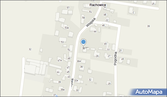 Rachowice, Wiejska, 38, mapa Rachowice
