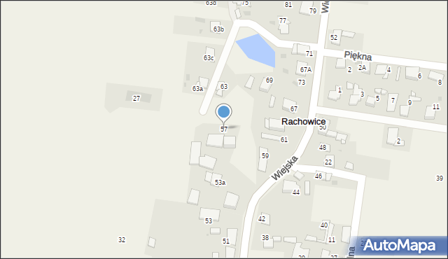 Rachowice, Wiejska, 57, mapa Rachowice