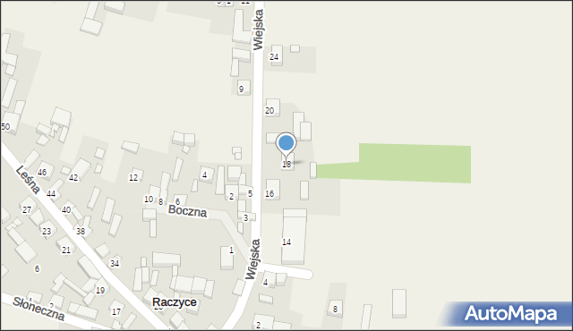 Raczyce, Wiejska, 18, mapa Raczyce