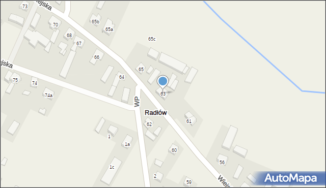 Radłów, Wiejska, 63, mapa Radłów