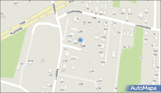 Radom, Wiejska, 119E, mapa Radomia