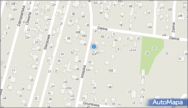 Radom, Wiejska, 91A, mapa Radomia