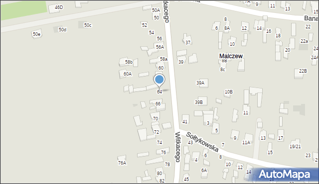 Radom, Witkacego Stanisława, 64, mapa Radomia