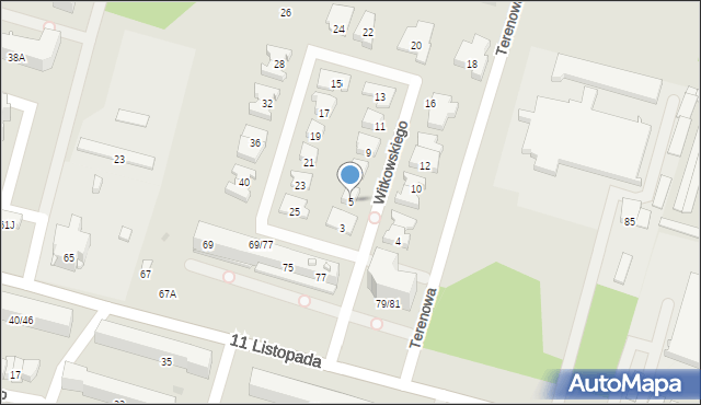 Radom, Witkowskiego Stefana, 5, mapa Radomia