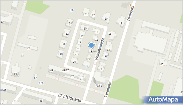 Radom, Witkowskiego Stefana, 7, mapa Radomia