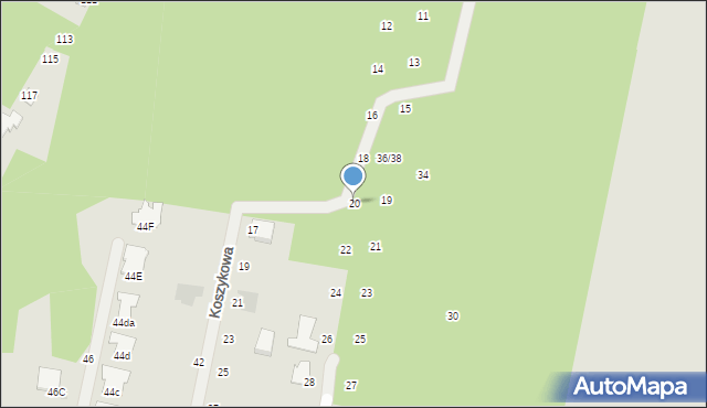 Radom, Wiklinowa, 20, mapa Radomia