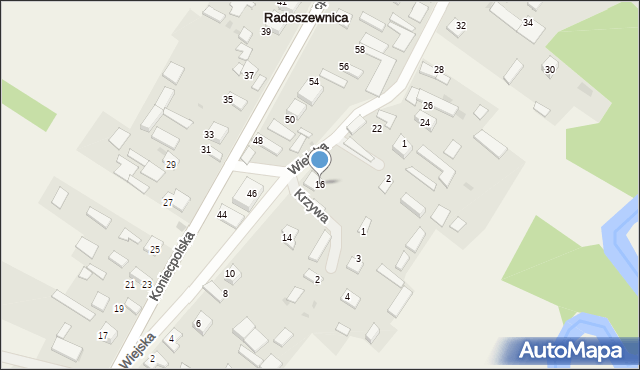 Radoszewnica, Wiejska, 16, mapa Radoszewnica