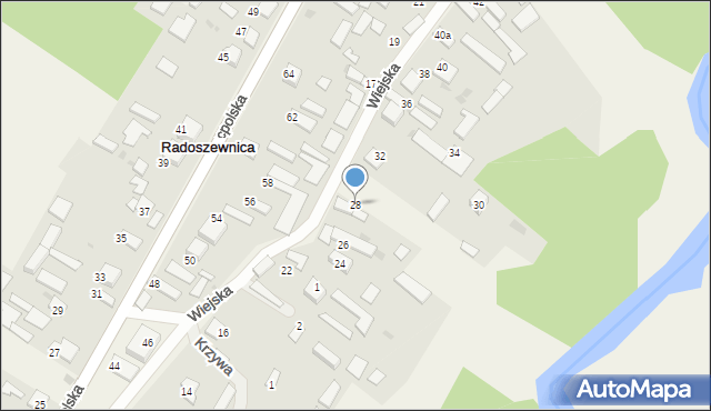 Radoszewnica, Wiejska, 28, mapa Radoszewnica