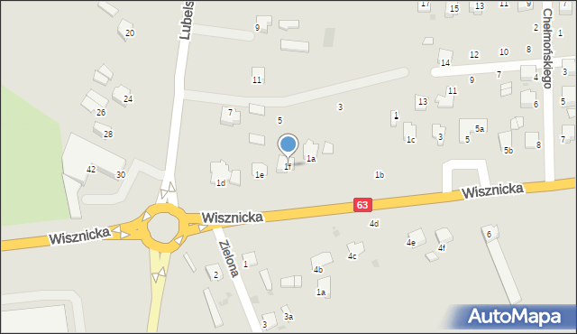 Radzyń Podlaski, Wisznicka, 1f, mapa Radzyń Podlaski