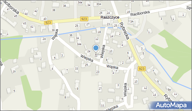 Raszczyce, Wiejska, 22, mapa Raszczyce