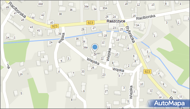 Raszczyce, Wiejska, 24, mapa Raszczyce