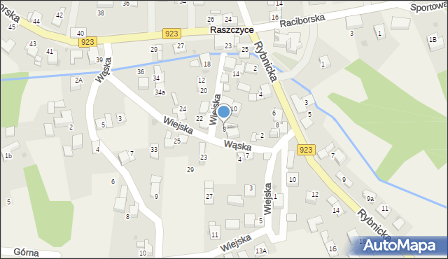 Raszczyce, Wiejska, 8, mapa Raszczyce