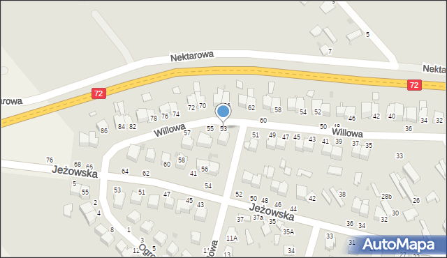 Rawa Mazowiecka, Willowa, 53, mapa Rawa Mazowiecka