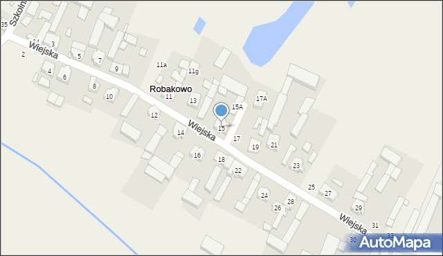 Robakowo, Wiejska, 15, mapa Robakowo