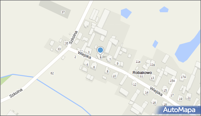 Robakowo, Wiejska, 5, mapa Robakowo