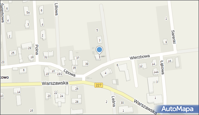 Roszkowo, Wierzbowa, 1, mapa Roszkowo