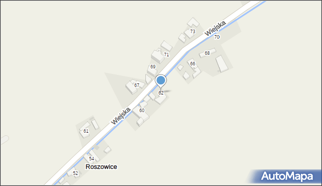 Roszowice, Wiejska, 62, mapa Roszowice