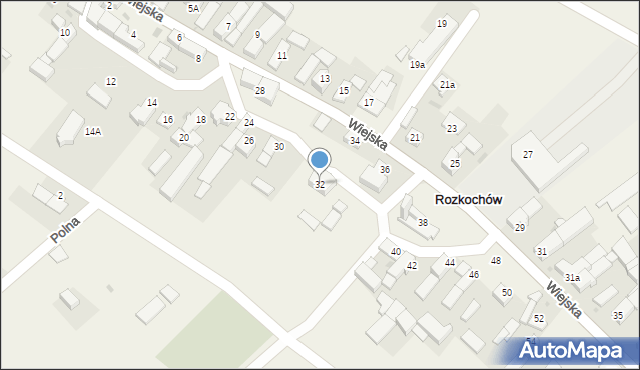 Rozkochów, Wiejska, 32, mapa Rozkochów