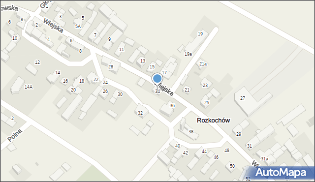 Rozkochów, Wiejska, 34, mapa Rozkochów