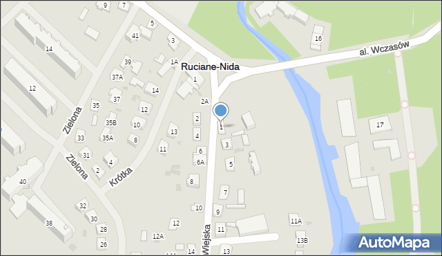 Ruciane-Nida, Wiejska, 1, mapa Ruciane-Nida