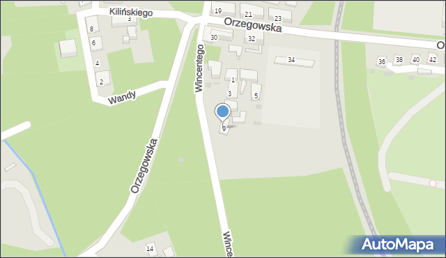 Ruda Śląska, Wincentego, 9, mapa Rudy Śląskiej