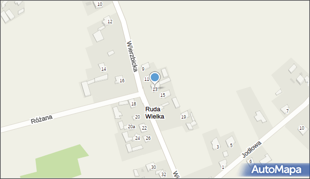 Ruda Wielka, Wierzbicka, 13, mapa Ruda Wielka