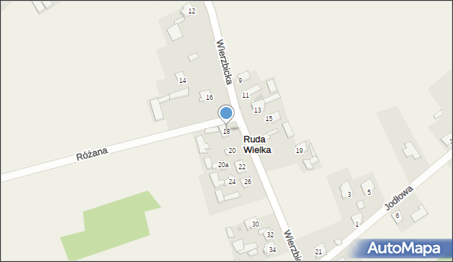 Ruda Wielka, Wierzbicka, 18, mapa Ruda Wielka