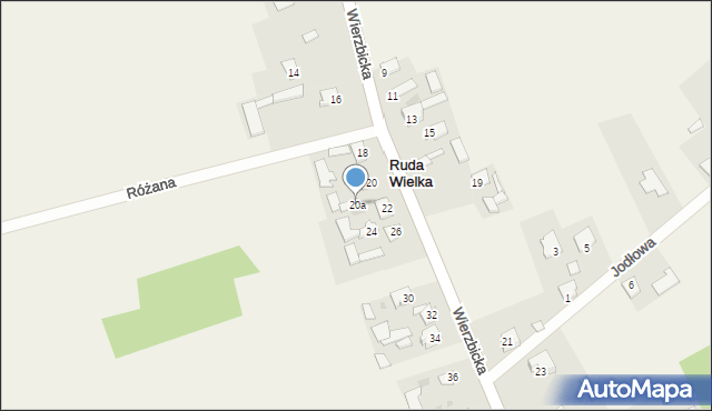 Ruda Wielka, Wierzbicka, 20a, mapa Ruda Wielka