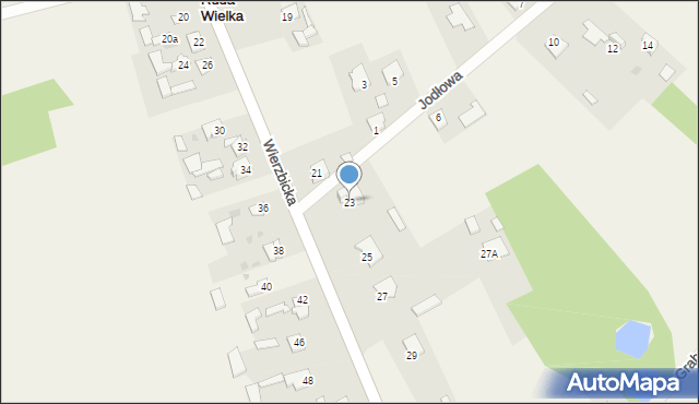 Ruda Wielka, Wierzbicka, 23, mapa Ruda Wielka