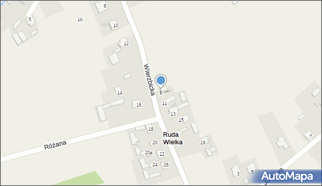 Ruda Wielka, Wierzbicka, 9, mapa Ruda Wielka