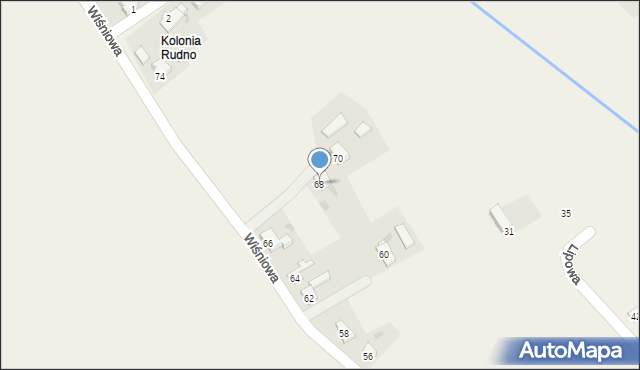 Rudno, Wiśniowa, 68, mapa Rudno