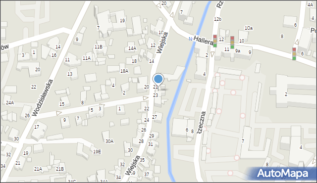 Rybnik, Wiejska, 21A, mapa Rybnika