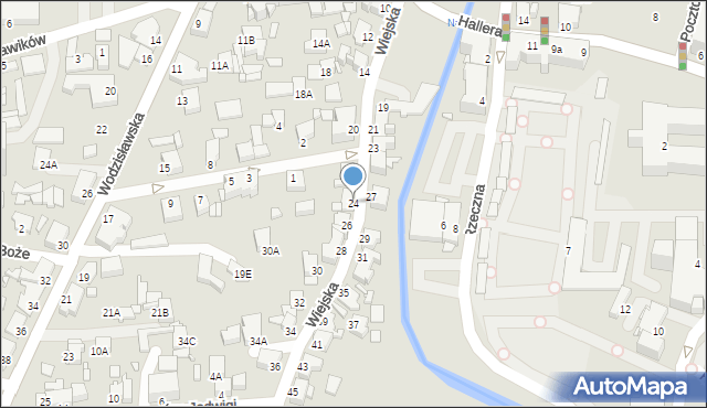 Rybnik, Wiejska, 24, mapa Rybnika