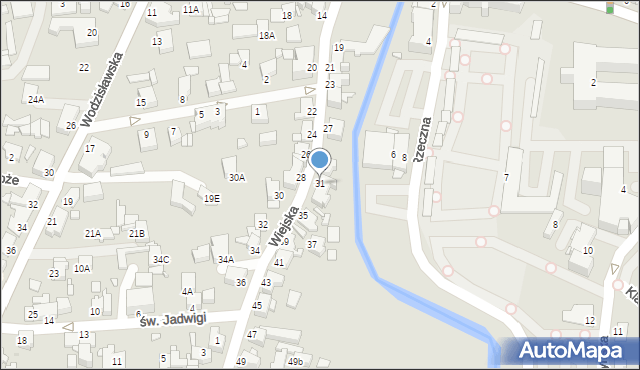 Rybnik, Wiejska, 31, mapa Rybnika