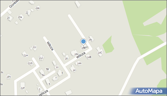 Rybnik, Wilcza, 16B, mapa Rybnika