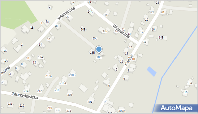 Rybnik, Wiatraczna, 18E, mapa Rybnika