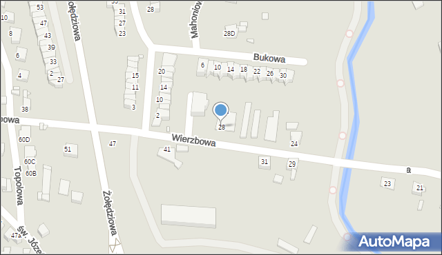 Rybnik, Wierzbowa, 28, mapa Rybnika