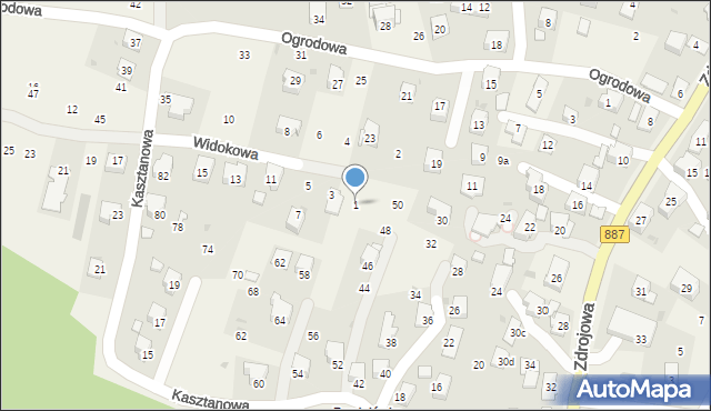 Rymanów-Zdrój, Widokowa, 1, mapa Rymanów-Zdrój