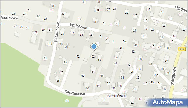 Rymanów-Zdrój, Widokowa, 9, mapa Rymanów-Zdrój