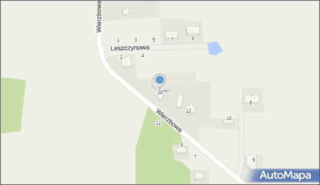 Santocko, Wierzbowa, 14, mapa Santocko