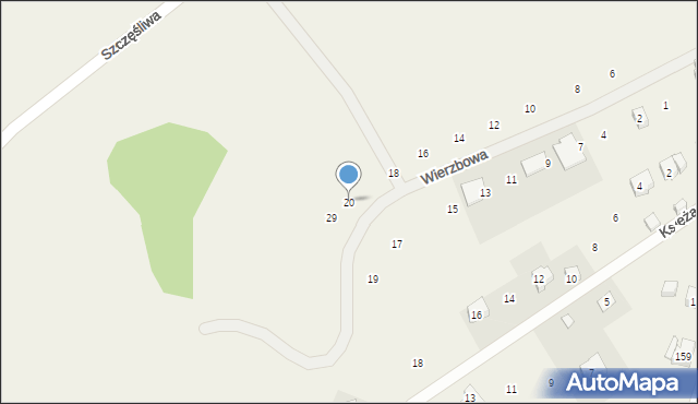 Ścięgny, Wierzbowa, 20, mapa Ścięgny