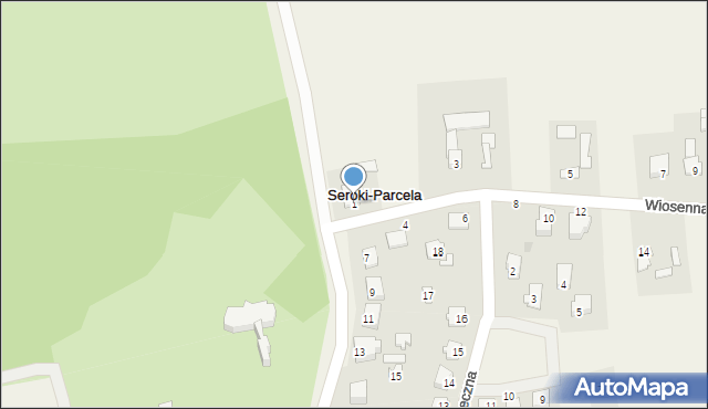 Seroki-Parcela, Wiosenna, 1, mapa Seroki-Parcela