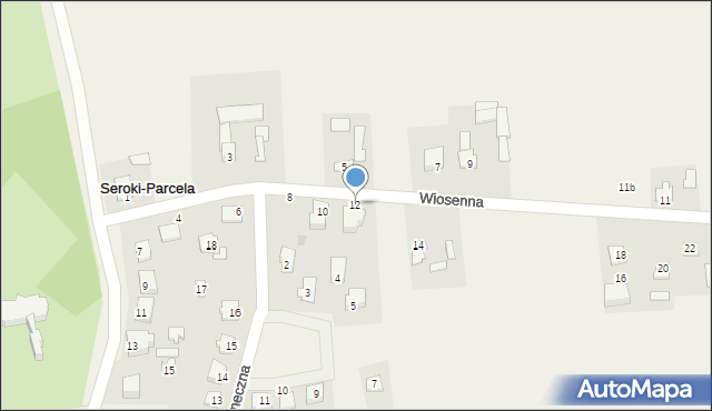 Seroki-Parcela, Wiosenna, 12, mapa Seroki-Parcela