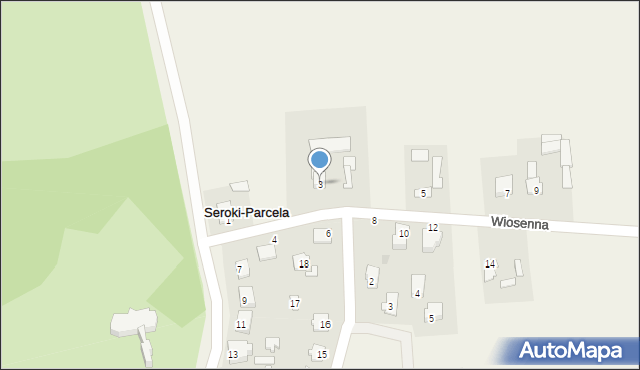 Seroki-Parcela, Wiosenna, 3, mapa Seroki-Parcela