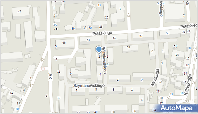 Siedlce, Wieniawskiego Henryka, 2, mapa Siedlce